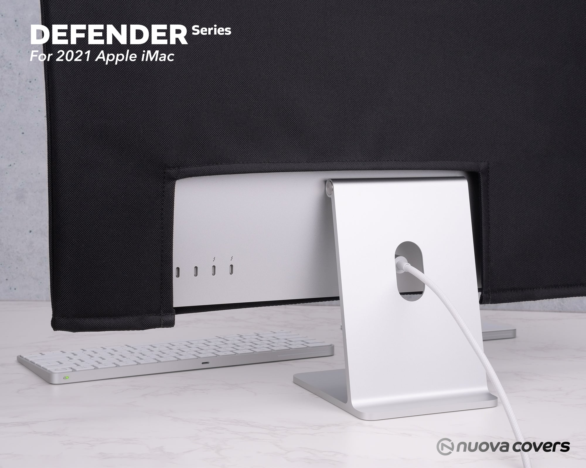 Rear view of Defender dust cover for Apple iMac